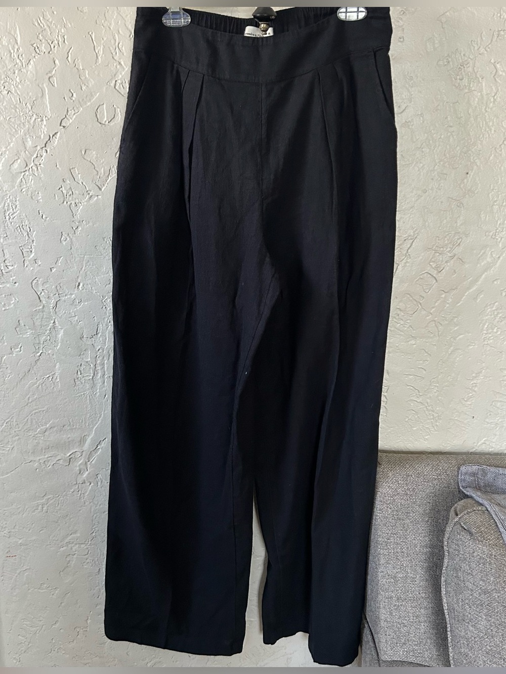 Abercrombie & Fitch Linen Blend Wide Leg Pants in Long